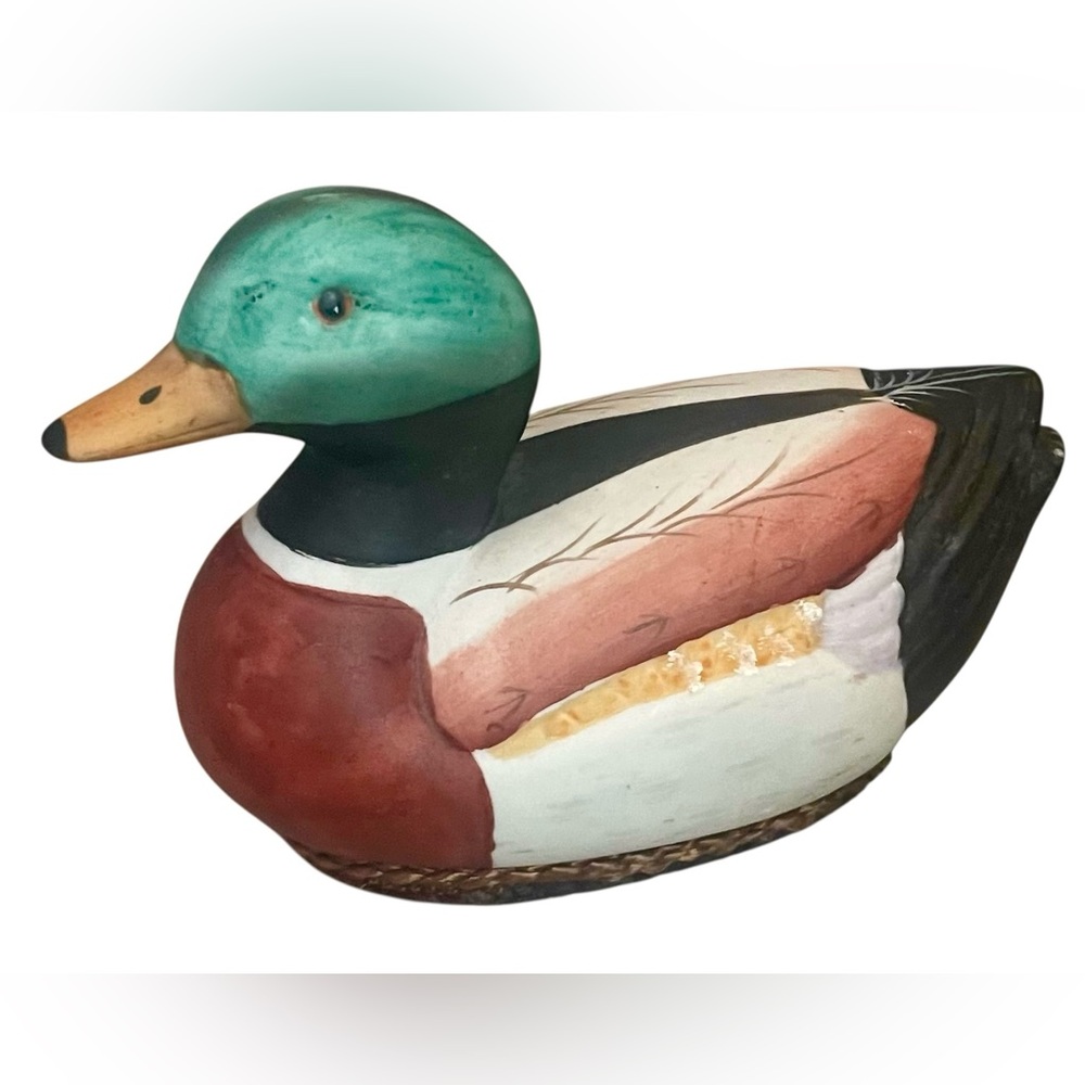 Vintage JASCO Ceramic Mallard Duck Lint Brush Figurine